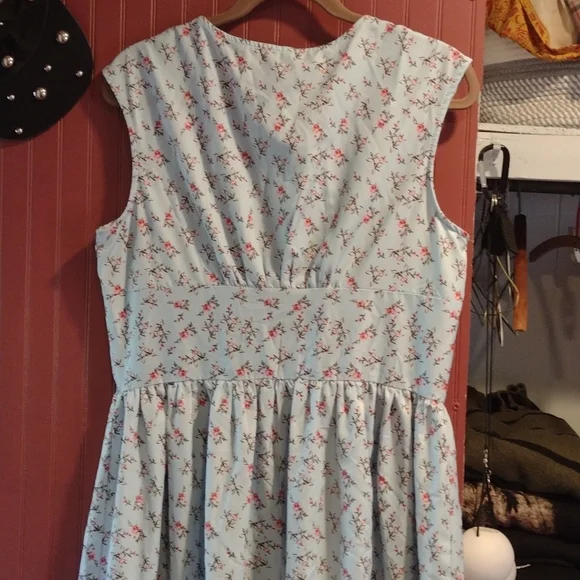 Retro Inspired Ditzy Floral A Line Blue Dress XL - Picture 6 of 6